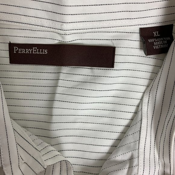 Perry Ellis XL Dress Shirt NWT White Black Stripe $70 - Picture 3 of 4